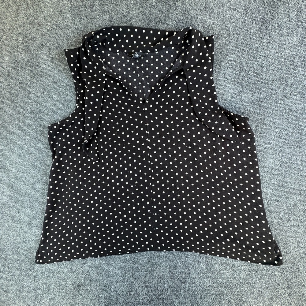 Jules & Leopold Blouse Top Womens XL Black Polka Dot Stretch Sleeveless‎ Casual